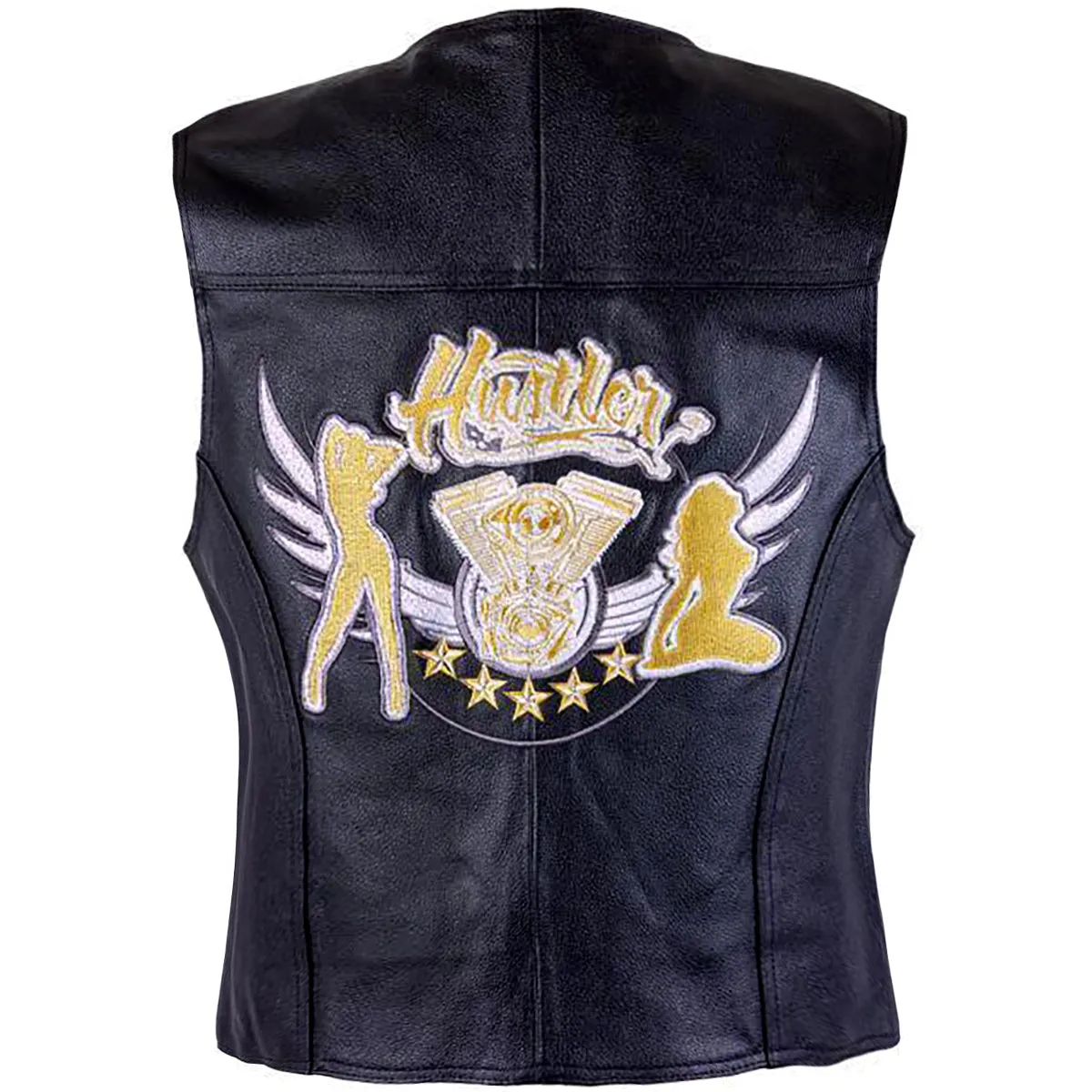 Xelement HSVT 220 Motorcycle Leather Vest For Men - Twin Grils - Premium Genuine Biker Club Gilet