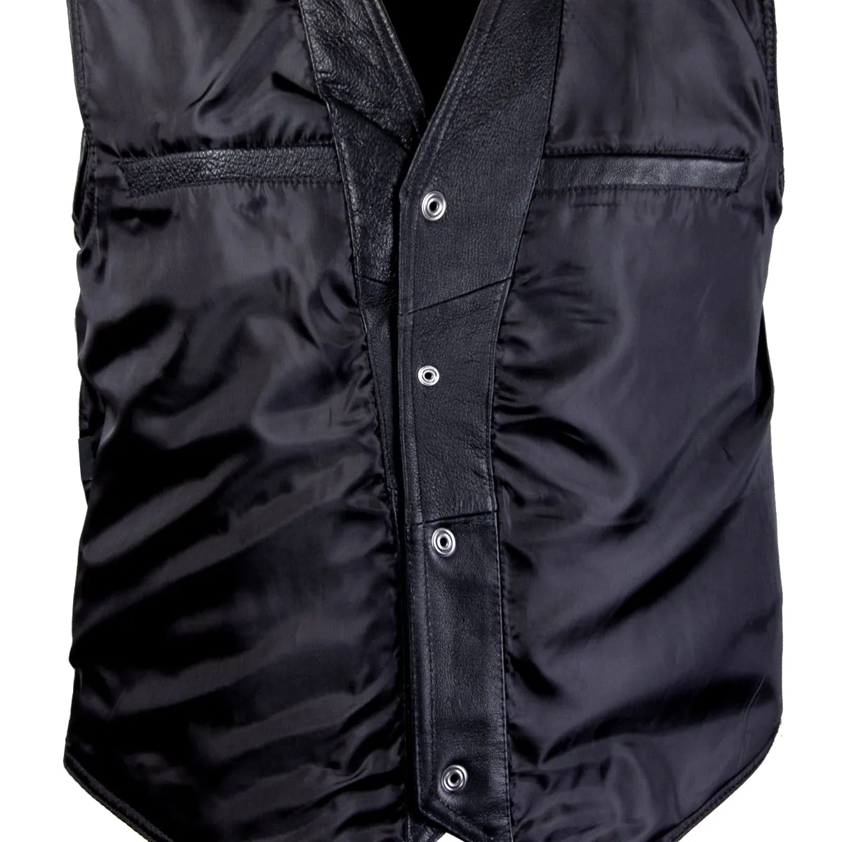 Xelement HSVT 290 Motorcycle Leather Vest For Men - Freedom is Not Free - Premium Genuine Biker Club Gilet