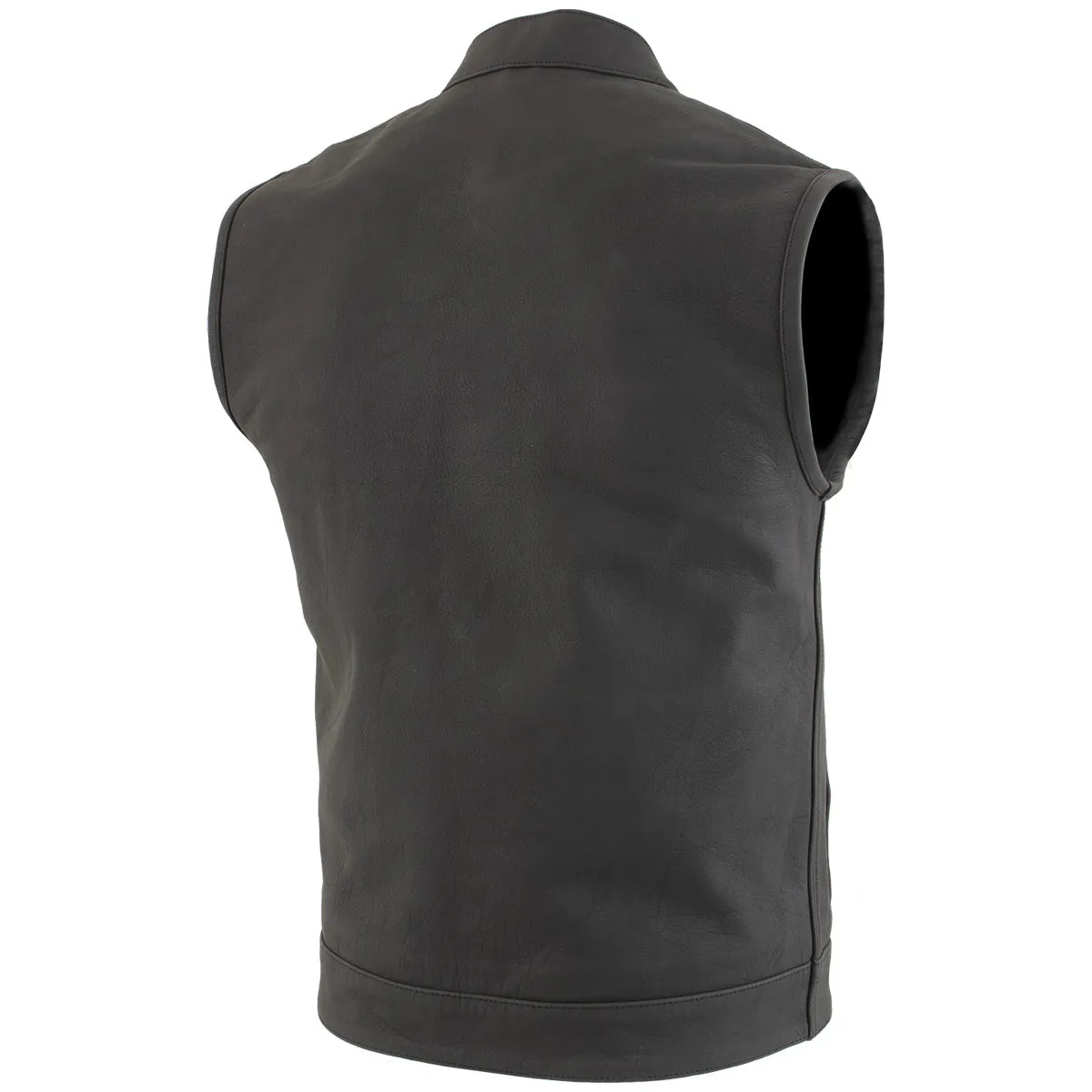 Xelement XS13001 Men's 'Barrage' Flat Black Club Leather Vest