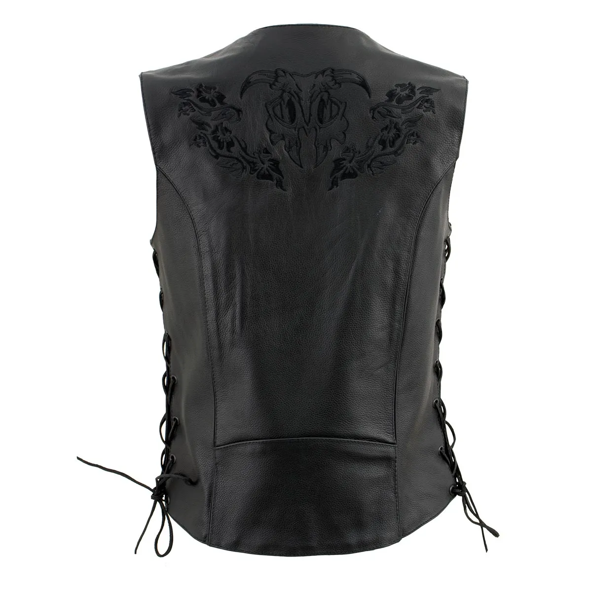 Xelement XS24004 Ladies ‘Gemma’ Black Leather Vest with Side Lace Adjustment