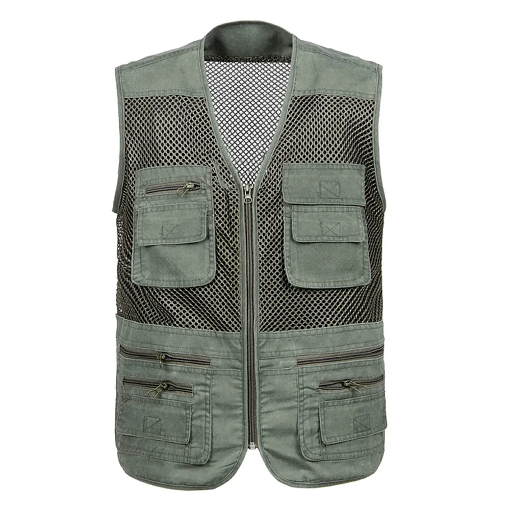 Xituodai Large Size 2022 Mesh Quick-Drying Vests Male with Many Pockets Mens Breathable Multi-pocket Fishing Vest Work Sleeveles