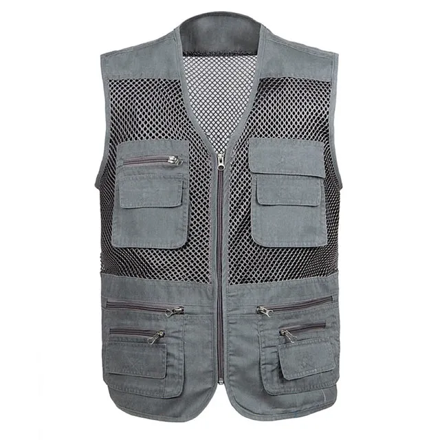 Xituodai Large Size 2022 Mesh Quick-Drying Vests Male with Many Pockets Mens Breathable Multi-pocket Fishing Vest Work Sleeveles