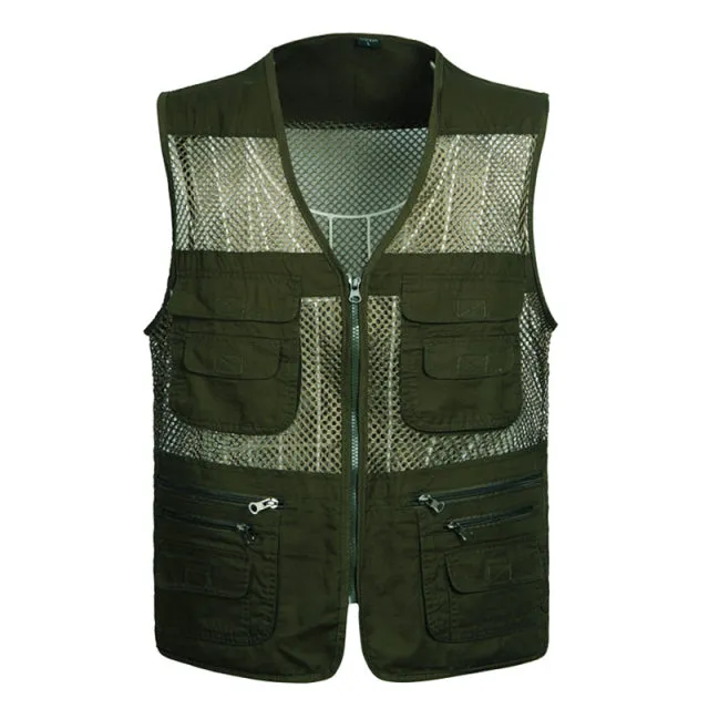 Xituodai Large Size 2022 Mesh Quick-Drying Vests Male with Many Pockets Mens Breathable Multi-pocket Fishing Vest Work Sleeveles