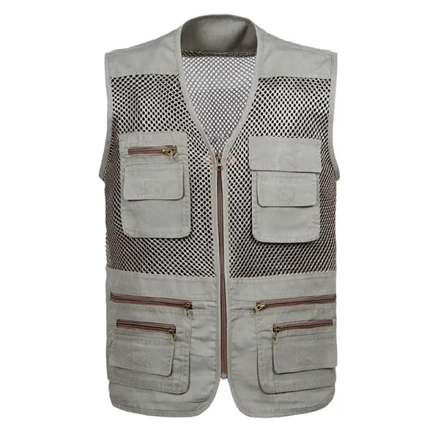 Xituodai Large Size 2022 Mesh Quick-Drying Vests Male with Many Pockets Mens Breathable Multi-pocket Fishing Vest Work Sleeveles