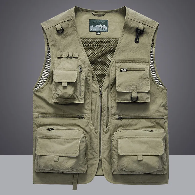 Xituodai Summer Men Unloading Tactical Vest Coat Casual Men's Photographer Waistcoat Mesh Work Sleeveless Jacket Tools Pocket Ve