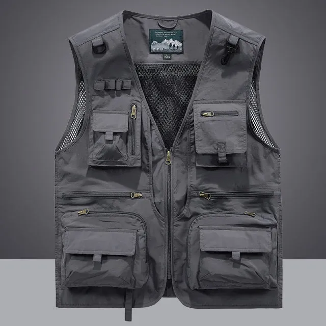 Xituodai Summer Men Unloading Tactical Vest Coat Casual Men's Photographer Waistcoat Mesh Work Sleeveless Jacket Tools Pocket Ve