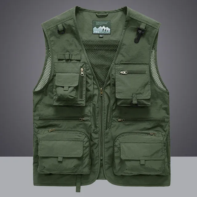 Xituodai Summer Men Unloading Tactical Vest Coat Casual Men's Photographer Waistcoat Mesh Work Sleeveless Jacket Tools Pocket Ve