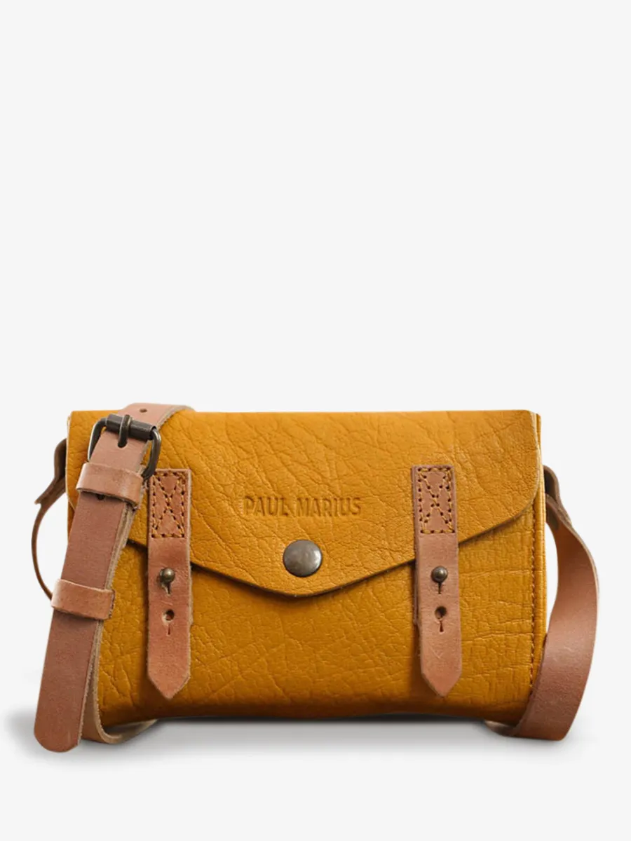 Yellow Leather Shoulder Bag - Le Mini Indispensable Saffron | PAUL MARIUS