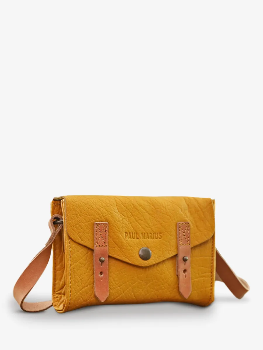 Yellow Leather Shoulder Bag - Le Mini Indispensable Saffron | PAUL MARIUS