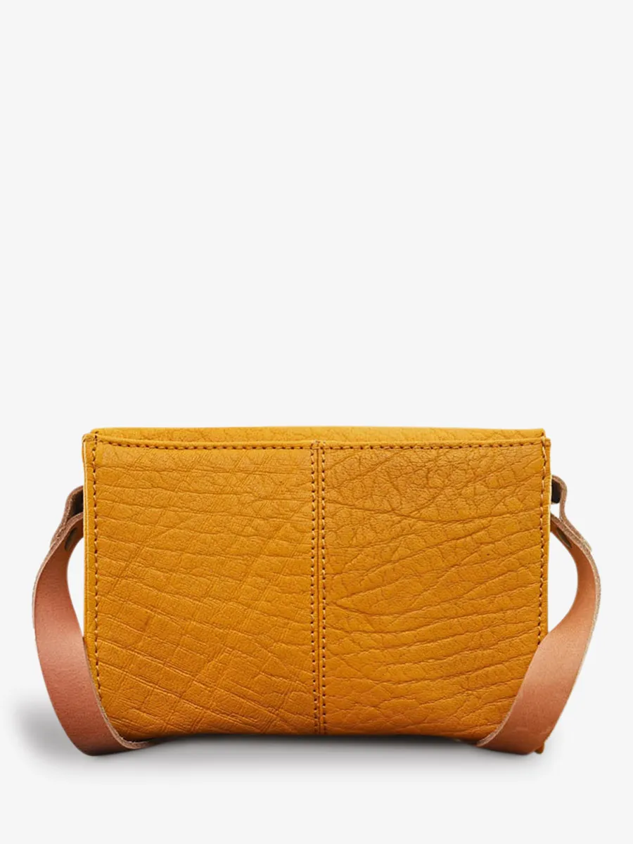 Yellow Leather Shoulder Bag - Le Mini Indispensable Saffron | PAUL MARIUS