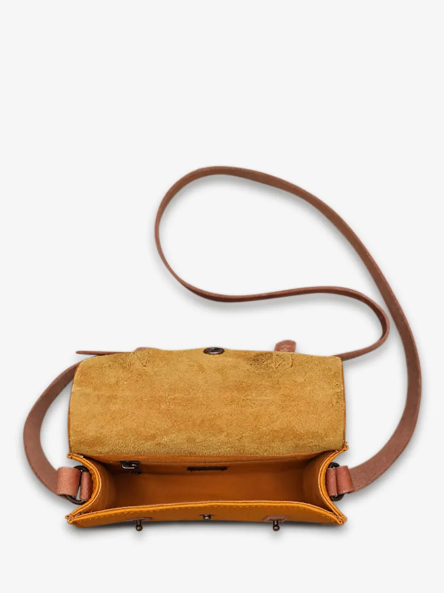 Yellow Leather Shoulder Bag - Le Mini Indispensable Saffron | PAUL MARIUS