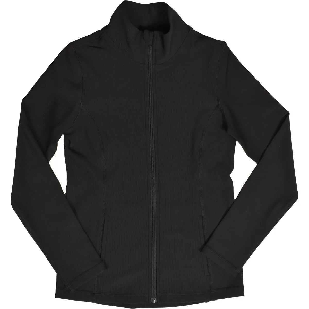 Yogalicious Girls' Full Zip Black Ribbed Yoga Jacket