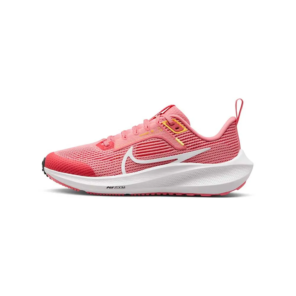 Youth Pegasus 40 Running Shoe- Coral Chalk/White/Citron Pulse - Regular (D)