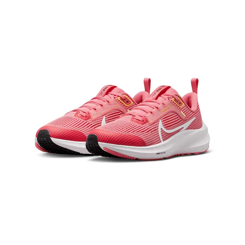 Youth Pegasus 40 Running Shoe- Coral Chalk/White/Citron Pulse - Regular (D)